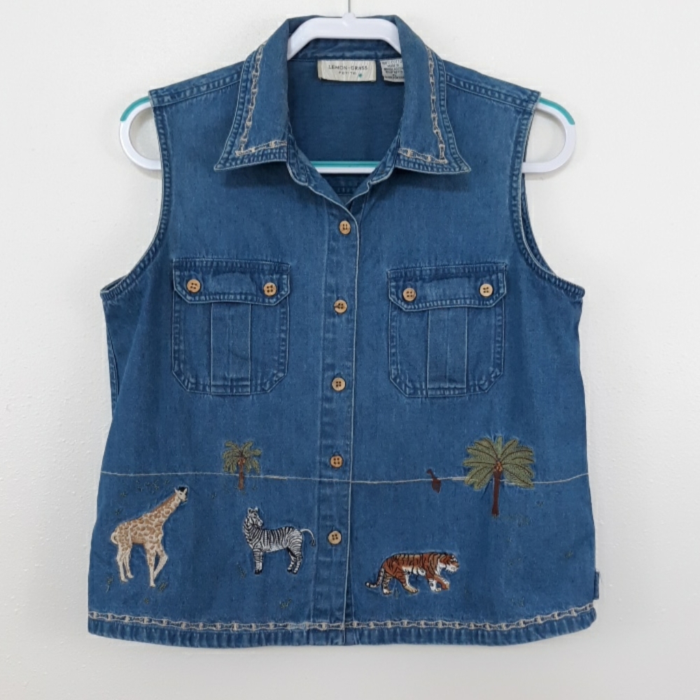 Ladies Lemon Grass Denim Vest sz. PL